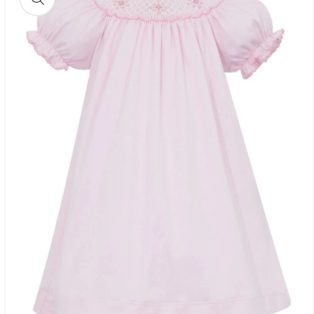 Petit Bebe Knits Girls Pink Smocked Bishop Dress